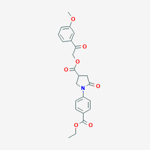 molecular formula C23H23NO7 B337890 2-(3-Methoxyphenyl)-2-oxoethyl 1-[4-(ethoxycarbonyl)phenyl]-5-oxo-3-pyrrolidinecarboxylate 