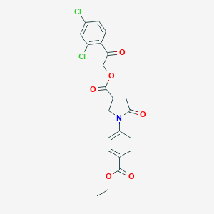 molecular formula C22H19Cl2NO6 B337891 2-(2,4-Dichlorophenyl)-2-oxoethyl 1-[4-(ethoxycarbonyl)phenyl]-5-oxo-3-pyrrolidinecarboxylate 