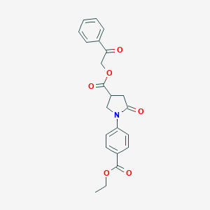 molecular formula C22H21NO6 B337893 2-Oxo-2-phenylethyl 1-[4-(ethoxycarbonyl)phenyl]-5-oxo-3-pyrrolidinecarboxylate 