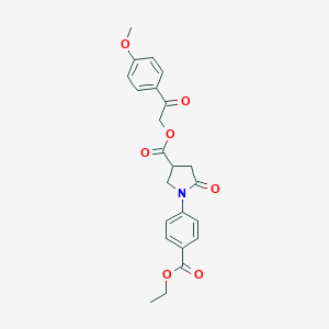 molecular formula C23H23NO7 B337894 2-(4-Methoxyphenyl)-2-oxoethyl 1-[4-(ethoxycarbonyl)phenyl]-5-oxo-3-pyrrolidinecarboxylate 