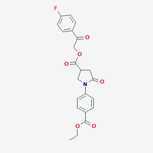 molecular formula C22H20FNO6 B337895 2-(4-Fluorophenyl)-2-oxoethyl 1-[4-(ethoxycarbonyl)phenyl]-5-oxo-3-pyrrolidinecarboxylate 