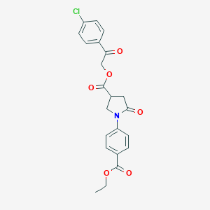 molecular formula C22H20ClNO6 B337896 2-(4-Chlorophenyl)-2-oxoethyl 1-[4-(ethoxycarbonyl)phenyl]-5-oxo-3-pyrrolidinecarboxylate 