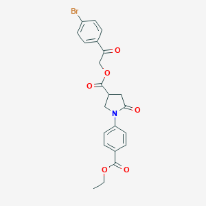 molecular formula C22H20BrNO6 B337897 2-(4-Bromophenyl)-2-oxoethyl 1-[4-(ethoxycarbonyl)phenyl]-5-oxo-3-pyrrolidinecarboxylate 
