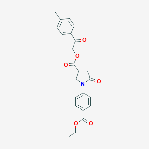 molecular formula C23H23NO6 B337898 2-(4-Methylphenyl)-2-oxoethyl 1-[4-(ethoxycarbonyl)phenyl]-5-oxo-3-pyrrolidinecarboxylate 