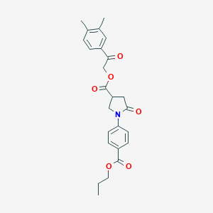 molecular formula C25H27NO6 B337899 2-(3,4-Dimethylphenyl)-2-oxoethyl 5-oxo-1-[4-(propoxycarbonyl)phenyl]-3-pyrrolidinecarboxylate 