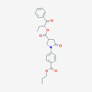 molecular formula C25H27NO6 B337900 1-Benzoylpropyl 5-oxo-1-[4-(propoxycarbonyl)phenyl]-3-pyrrolidinecarboxylate 