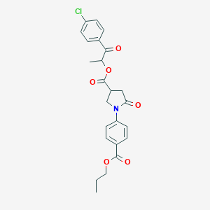 molecular formula C24H24ClNO6 B337901 1-(4-Chlorophenyl)-1-oxopropan-2-yl 5-oxo-1-[4-(propoxycarbonyl)phenyl]pyrrolidine-3-carboxylate 