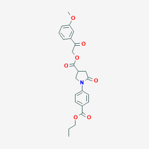 molecular formula C24H25NO7 B337902 2-(3-Methoxyphenyl)-2-oxoethyl 5-oxo-1-[4-(propoxycarbonyl)phenyl]-3-pyrrolidinecarboxylate 