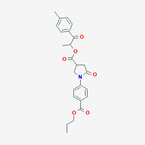 molecular formula C25H27NO6 B337903 1-(4-Methylphenyl)-1-oxopropan-2-yl 5-oxo-1-[4-(propoxycarbonyl)phenyl]pyrrolidine-3-carboxylate 