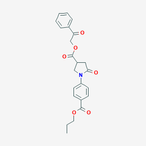 molecular formula C23H23NO6 B337904 2-Oxo-2-phenylethyl 5-oxo-1-[4-(propoxycarbonyl)phenyl]-3-pyrrolidinecarboxylate 