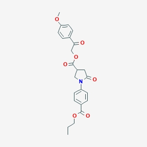 molecular formula C24H25NO7 B337905 2-(4-Methoxyphenyl)-2-oxoethyl 5-oxo-1-[4-(propoxycarbonyl)phenyl]-3-pyrrolidinecarboxylate 