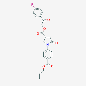 molecular formula C23H22FNO6 B337906 2-(4-Fluorophenyl)-2-oxoethyl 5-oxo-1-[4-(propoxycarbonyl)phenyl]-3-pyrrolidinecarboxylate 