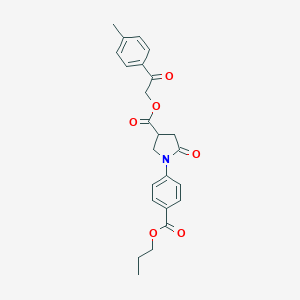 molecular formula C24H25NO6 B337909 2-(4-Methylphenyl)-2-oxoethyl 5-oxo-1-[4-(propoxycarbonyl)phenyl]-3-pyrrolidinecarboxylate 