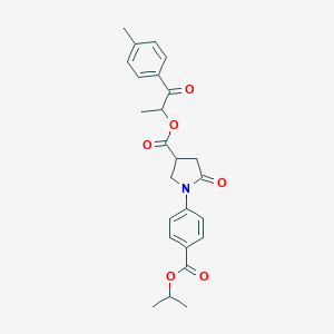 molecular formula C25H27NO6 B337915 1-Methyl-2-(4-methylphenyl)-2-oxoethyl 1-[4-(isopropoxycarbonyl)phenyl]-5-oxo-3-pyrrolidinecarboxylate 