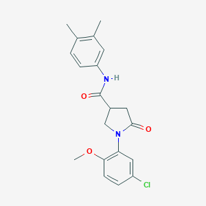 molecular formula C20H21ClN2O3 B337932 1-(5-chloro-2-methoxyphenyl)-N-(3,4-dimethylphenyl)-5-oxopyrrolidine-3-carboxamide 