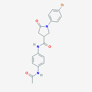 molecular formula C19H18BrN3O3 B337935 N-[4-(acetylamino)phenyl]-1-(4-bromophenyl)-5-oxo-3-pyrrolidinecarboxamide 