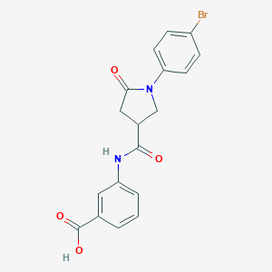 molecular formula C18H15BrN2O4 B337936 3-({[1-(4-Bromophenyl)-5-oxo-3-pyrrolidinyl]carbonyl}amino)benzoic acid 