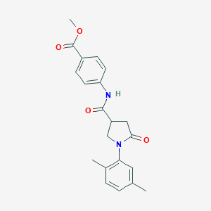 molecular formula C21H22N2O4 B337942 Methyl 4-({[1-(2,5-dimethylphenyl)-5-oxo-3-pyrrolidinyl]carbonyl}amino)benzoate 