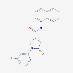 molecular formula C21H17ClN2O2 B337944 1-(3-chlorophenyl)-N-(1-naphthyl)-5-oxo-3-pyrrolidinecarboxamide 