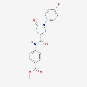 molecular formula C19H17FN2O4 B337945 Methyl 4-({[1-(4-fluorophenyl)-5-oxo-3-pyrrolidinyl]carbonyl}amino)benzoate 