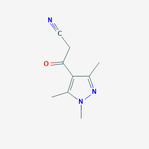 molecular formula C9H11N3O B3379457 3-oxo-3-(1,3,5-trimethyl-1H-pyrazol-4-yl)propanenitrile CAS No. 158387-00-9