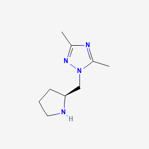molecular formula C9H16N4 B3379477 3,5-dimethyl-1-{[(2S)-pyrrolidin-2-yl]methyl}-1H-1,2,4-triazole CAS No. 1604353-74-3