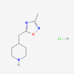 molecular formula C9H16ClN3O B3379488 4-[(3-Methyl-1,2,4-oxadiazol-5-YL)methyl]piperidine hydrochloride CAS No. 1609395-95-0