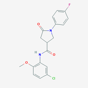 molecular formula C18H16ClFN2O3 B337953 N-(5-chloro-2-methoxyphenyl)-1-(4-fluorophenyl)-5-oxo-3-pyrrolidinecarboxamide 