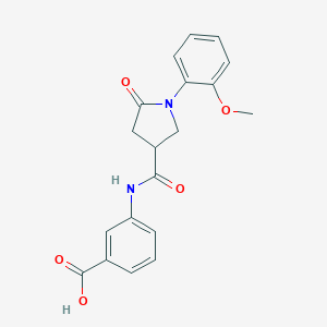 molecular formula C19H18N2O5 B337956 3-({[1-(2-Methoxyphenyl)-5-oxo-3-pyrrolidinyl]carbonyl}amino)benzoic acid 