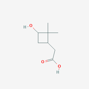molecular formula C8H14O3 B3379629 2-(3-Hydroxy-2,2-dimethylcyclobutyl)acetic acid CAS No. 16838-66-7