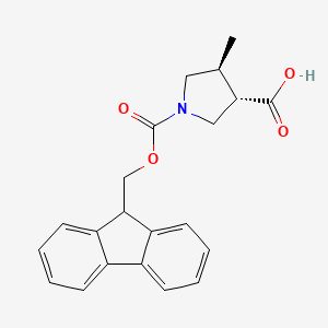 molecular formula C21H21NO4 B3379637 rac-(3R,4R)-1-{[(9H-fluoren-9-yl)methoxy]carbonyl}-4-methylpyrrolidine-3-carboxylic acid CAS No. 1690085-29-0