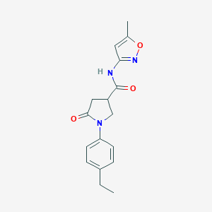 molecular formula C17H19N3O3 B337974 1-(4-ethylphenyl)-N-(5-methyl-3-isoxazolyl)-5-oxo-3-pyrrolidinecarboxamide 