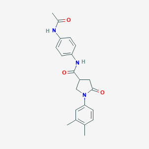 molecular formula C21H23N3O3 B337981 N-[4-(acetylamino)phenyl]-1-(3,4-dimethylphenyl)-5-oxo-3-pyrrolidinecarboxamide 