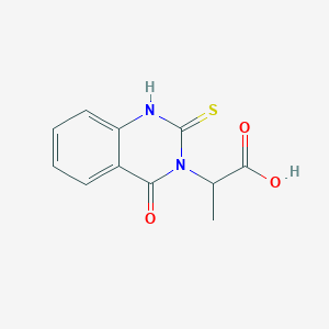 molecular formula C11H10N2O3S B3379855 2-(4-Oxo-2-sulfanyl-3,4-dihydroquinazolin-3-yl)propanoic acid CAS No. 17785-55-6