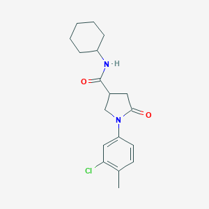 molecular formula C18H23ClN2O2 B337992 1-(3-chloro-4-methylphenyl)-N-cyclohexyl-5-oxopyrrolidine-3-carboxamide 