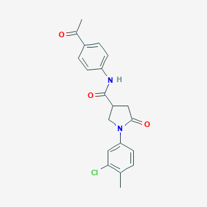 molecular formula C20H19ClN2O3 B337999 N-(4-acetylphenyl)-1-(3-chloro-4-methylphenyl)-5-oxo-3-pyrrolidinecarboxamide 