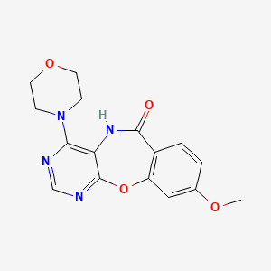 molecular formula C16H16N4O4 B3380020 14-Methoxy-7-(morpholin-4-yl)-2-oxa-4,6,9-triazatricyclo[9.4.0.0,3,8]pentadeca-1(15),3,5,7,11,13-hexaen-10-one CAS No. 1803605-12-0