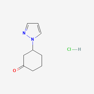 molecular formula C9H13ClN2O B3380023 3-(1H-pyrazol-1-yl)cyclohexan-1-one hydrochloride CAS No. 1803609-72-4