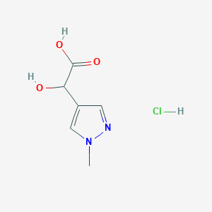 molecular formula C6H9ClN2O3 B3380027 2-hydroxy-2-(1-methyl-1H-pyrazol-4-yl)acetic acid hydrochloride CAS No. 1803610-66-3