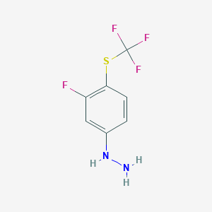 molecular formula C7H6F4N2S B3380041 1-(3-Fluoro-4-(trifluoromethylthio)phenyl)hydrazine CAS No. 1805901-97-6