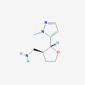 molecular formula C9H15N3O B3380058 [2-(1-methyl-1H-pyrazol-5-yl)oxolan-3-yl]methanamine, trans CAS No. 1807933-92-1