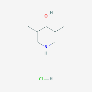 molecular formula C7H16ClNO B3380135 3,5-二甲基哌啶-4-醇盐酸盐 CAS No. 1822604-07-8