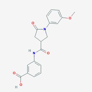 molecular formula C19H18N2O5 B338028 3-({[1-(3-Methoxyphenyl)-5-oxo-3-pyrrolidinyl]carbonyl}amino)benzoic acid 