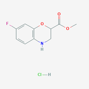 molecular formula C10H11ClFNO3 B3380388 methyl 7-fluoro-3,4-dihydro-2H-1,4-benzoxazine-2-carboxylate hydrochloride CAS No. 1909320-14-4