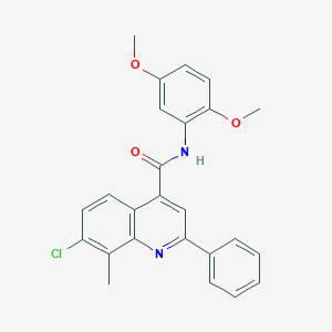 molecular formula C25H21ClN2O3 B338039 7-chloro-N-(2,5-dimethoxyphenyl)-8-methyl-2-phenylquinoline-4-carboxamide 