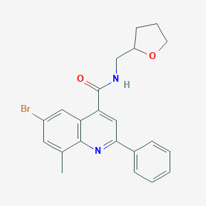 molecular formula C22H21BrN2O2 B338040 6-bromo-8-methyl-2-phenyl-N-(tetrahydro-2-furanylmethyl)-4-quinolinecarboxamide 