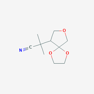 molecular formula C10H15NO3 B3380406 2-Methyl-2-{1,4,7-trioxaspiro[4.4]nonan-9-yl}propanenitrile CAS No. 1909327-19-0