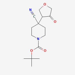 molecular formula C15H22N2O4 B3380409 Tert-butyl 4-cyano-4-(4-oxooxolan-3-yl)piperidine-1-carboxylate CAS No. 1909336-54-4