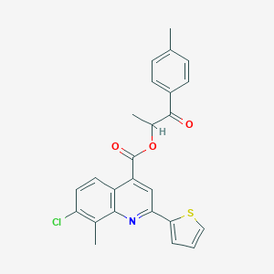 molecular formula C25H20ClNO3S B338043 1-Methyl-2-(4-methylphenyl)-2-oxoethyl 7-chloro-8-methyl-2-(2-thienyl)-4-quinolinecarboxylate 