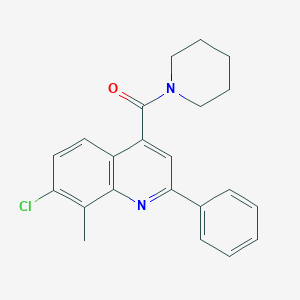 molecular formula C22H21ClN2O B338045 7-Chloro-8-methyl-2-phenyl-4-(1-piperidinylcarbonyl)quinoline 